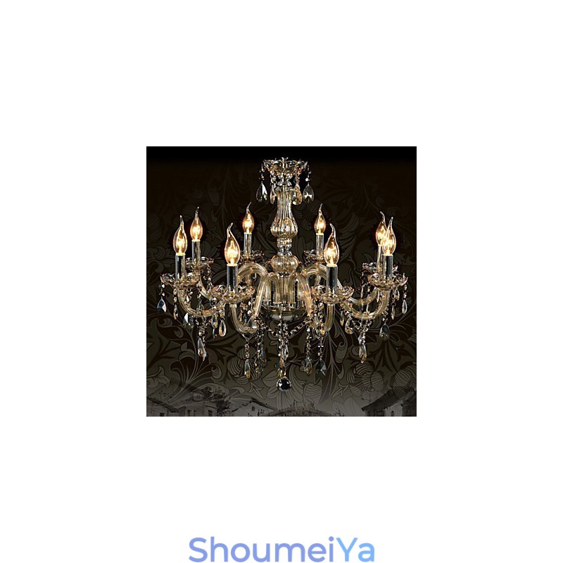 8 ライト高級クリスタルシャンデリア コニャックカラー K9 クリスタルシャンデリア