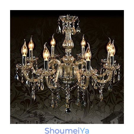 8 ライト高級クリスタルシャンデリア コニャックカラー K9 クリスタルシャンデリア