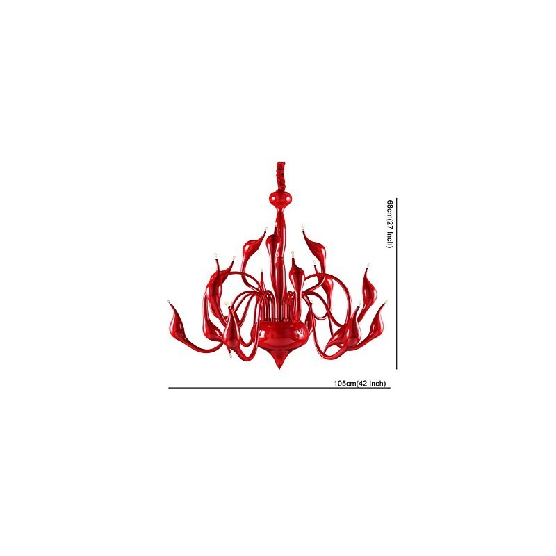 モダンシャンデリアライト 18 ライト G4 レッドペイント