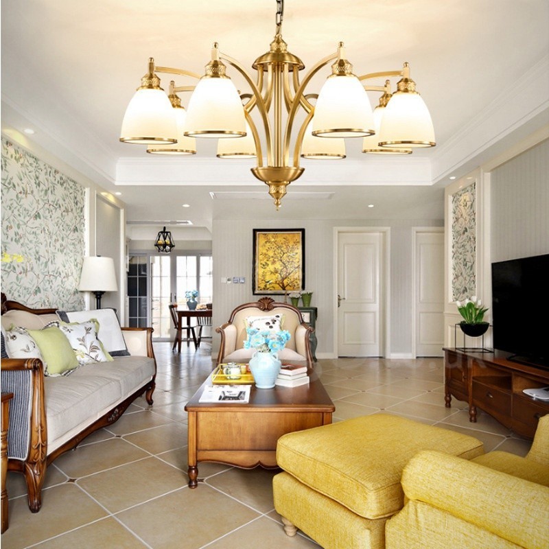 8 ライト ラスティック ロッジ 一体型メタル銅シャンデリア