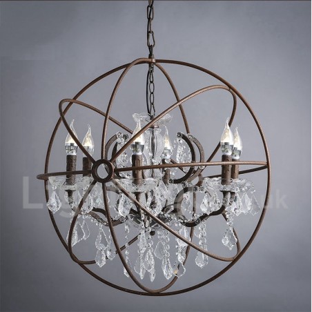 直径60CM 80CM ヴィンテージ クリスタル ペインティング メタル シャンデリア ラスティカラー ペンダントライト