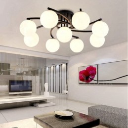 9 ライト ラスティック ロッジ 一体型シャンデリア ガラスシェード付き