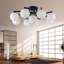 9 ライト ラスティック ロッジ 一体型シャンデリア ガラスシェード付き