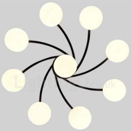 9 ライト ラスティック ロッジ 一体型シャンデリア ガラスシェード付き