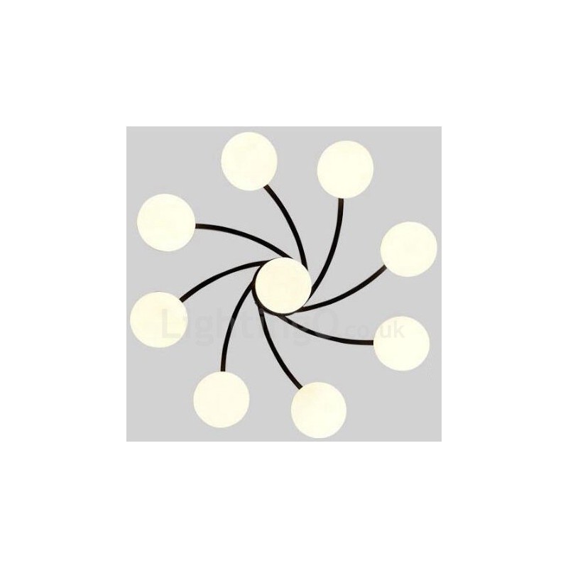 9 ライト ラスティック ロッジ 一体型シャンデリア ガラスシェード付き