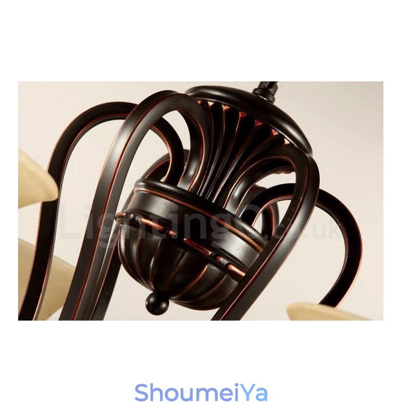 5 ライト ラスティック ロッジ 一体型メタル シャンデリア