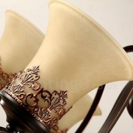 6 ライト ラスティック ロッジ インテグレーテッド メタル シャンデリア