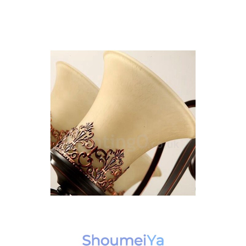 6 ライト ラスティック ロッジ インテグレーテッド メタル シャンデリア