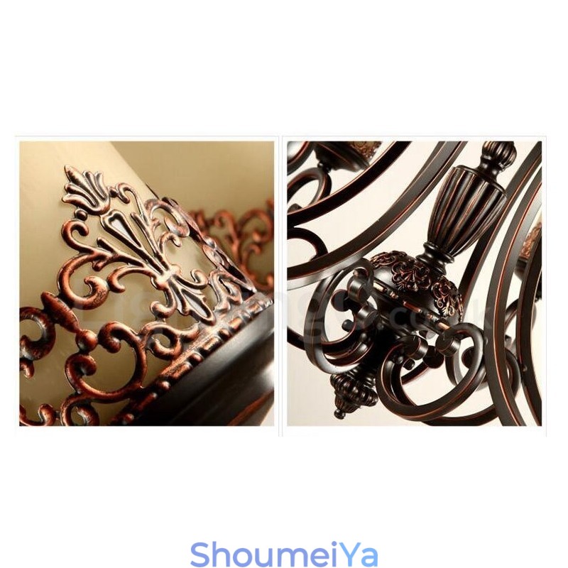 6 ライト ラスティック ロッジ インテグレーテッド メタル シャンデリア