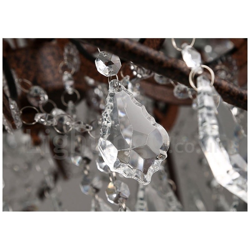 直径60CM 80CM ヴィンテージ クリスタル ペインティング メタル シャンデリア ラスティカラー ペンダントライト