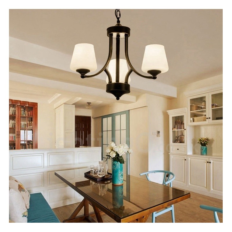 3 ライト ラスティック ロッジ インテグレーテッド メタル シャンデリア