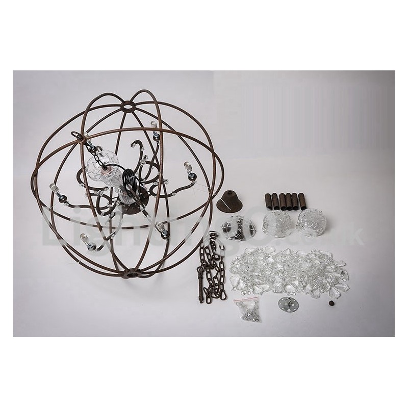 直径60CM 80CM ヴィンテージ クリスタル ペインティング メタル シャンデリア ラスティカラー ペンダントライト