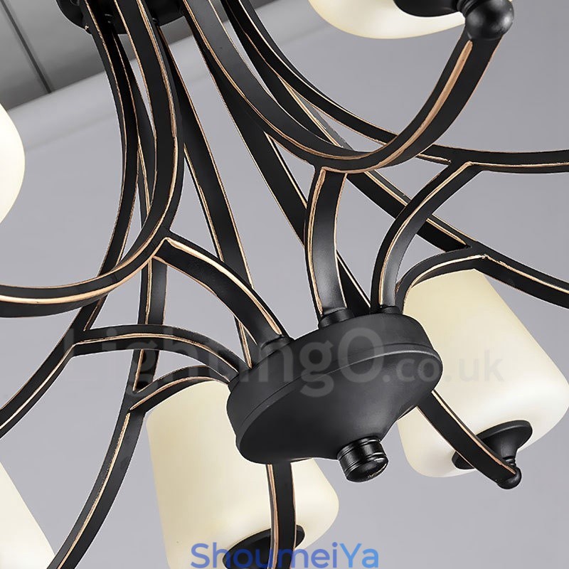 8 ライト ラスティック ロッジ 一体型メタル シャンデリア