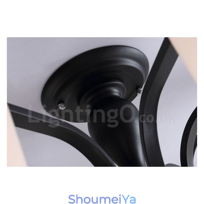 5 ライト カントリー インテグレーテッド メタル シャンデリア ガラス シェード付き