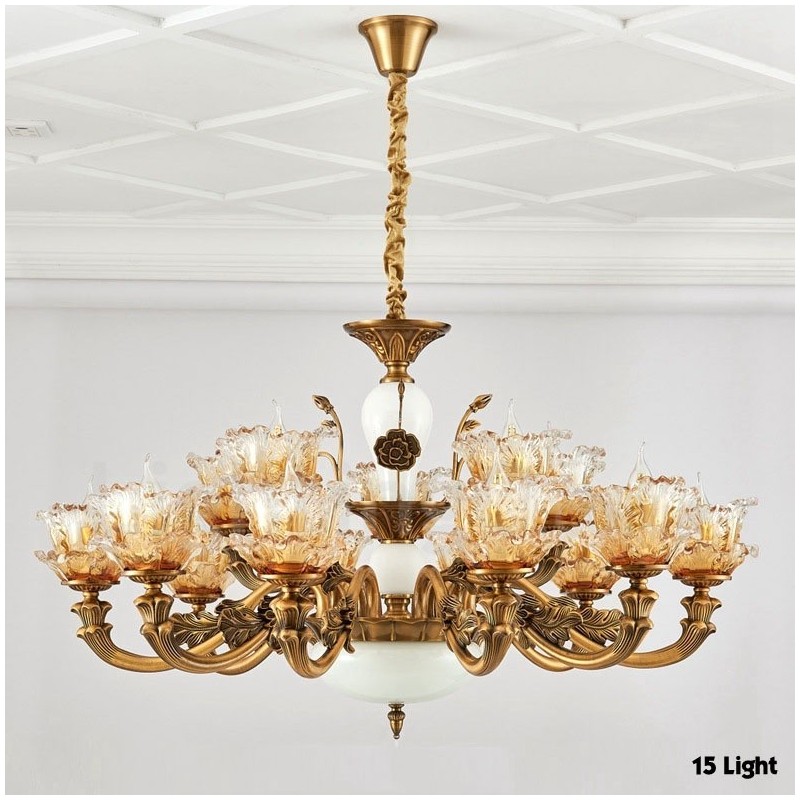15 ライト トラディショナル クラシック インテグレーテッド メタル シャンデリア
