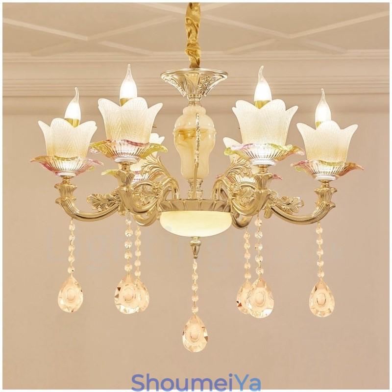 6 ライト トラディショナル クラシック インテグレーテッド メタル シャンデリア