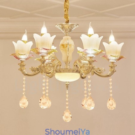 6 ライト トラディショナル クラシック インテグレーテッド メタル シャンデリア