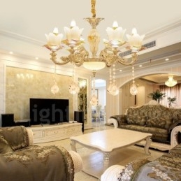 6 ライト トラディショナル クラシック インテグレーテッド メタル シャンデリア