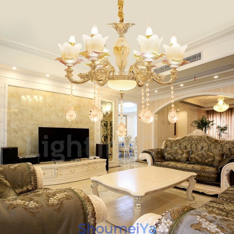 6 ライト トラディショナル クラシック インテグレーテッド メタル シャンデリア