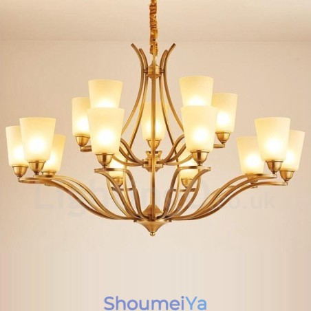 15 ライト ラスティック ロッジ インテグレーテッド メタル シャンデリア