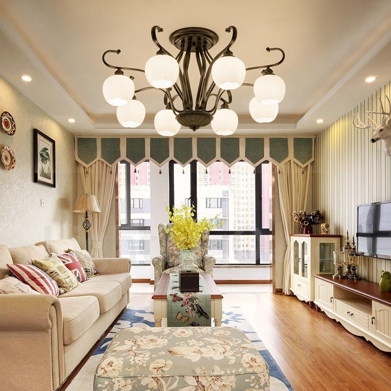 8 ライト ラスティック ロッジ インテグレーテッド シャンデリア