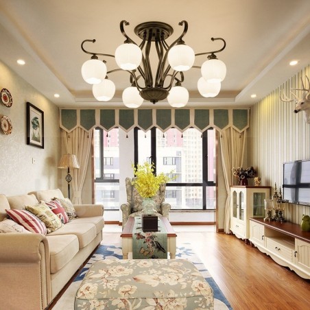 8 ライト ラスティック ロッジ インテグレーテッド シャンデリア