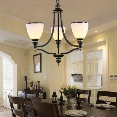 3 ライト ラスティック ロッジ インテグレーテッド メタル シャンデリア