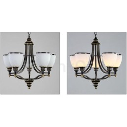 5 ライト ラスティック ロッジ 一体型メタル シャンデリア