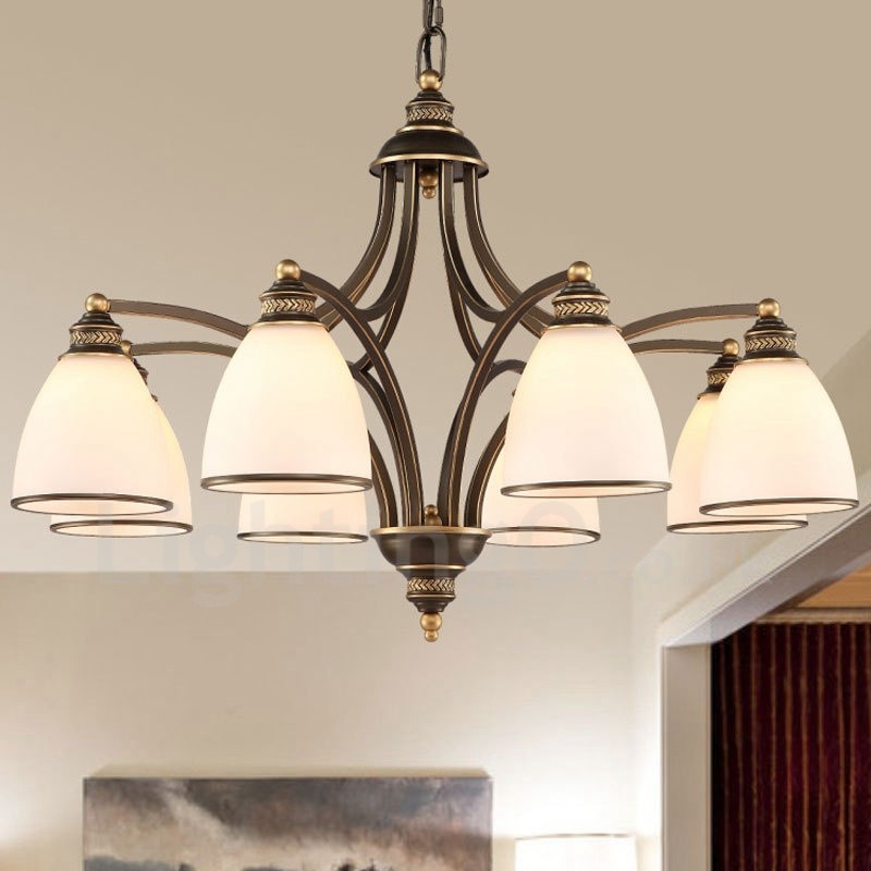 8 ライト ラスティック ロッジ インテグレーテッド メタル シャンデリア