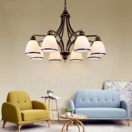 8 ライト ラスティック ロッジ インテグレーテッド メタル シャンデリア