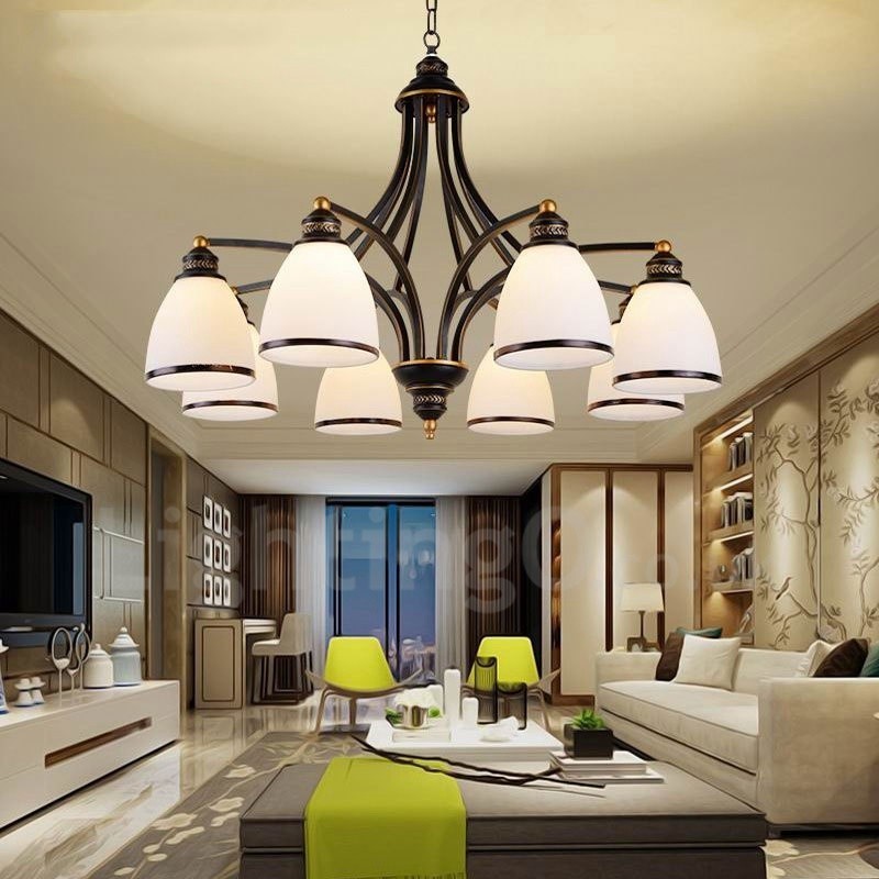 8 ライト ラスティック ロッジ インテグレーテッド メタル シャンデリア