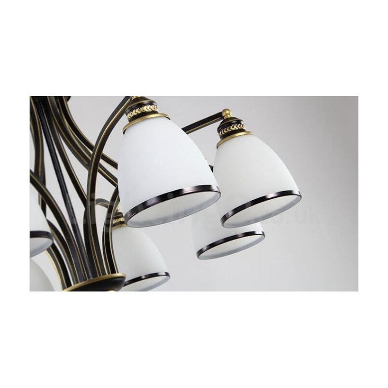 8 ライト ラスティック ロッジ インテグレーテッド メタル シャンデリア