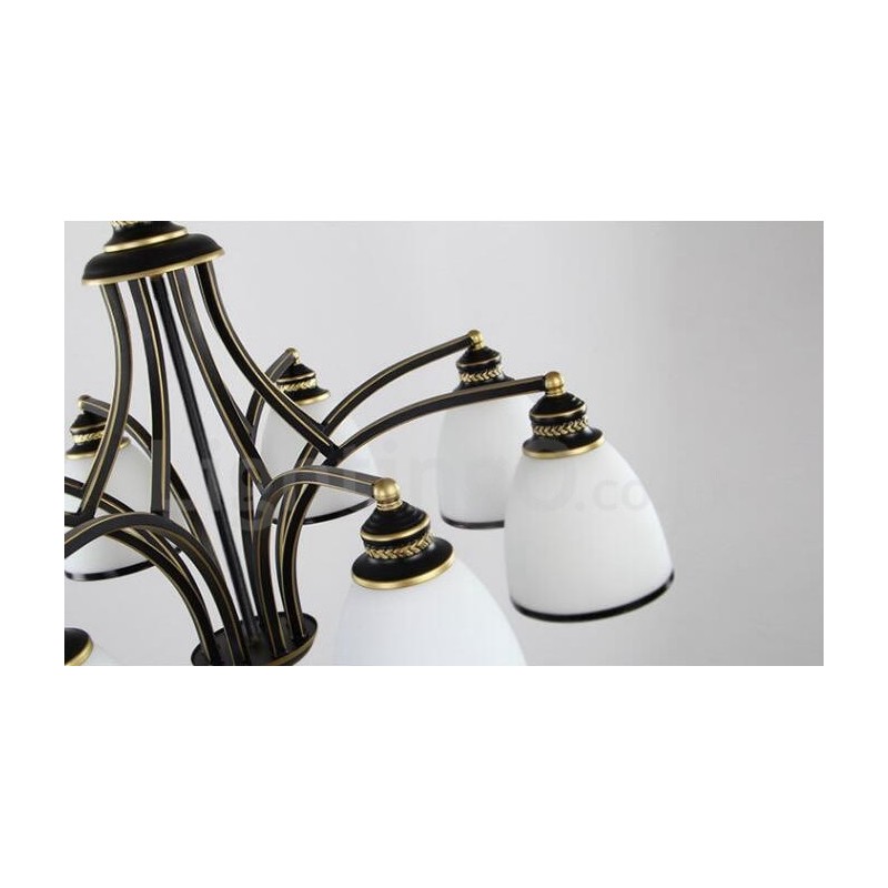 8 ライト ラスティック ロッジ インテグレーテッド メタル シャンデリア