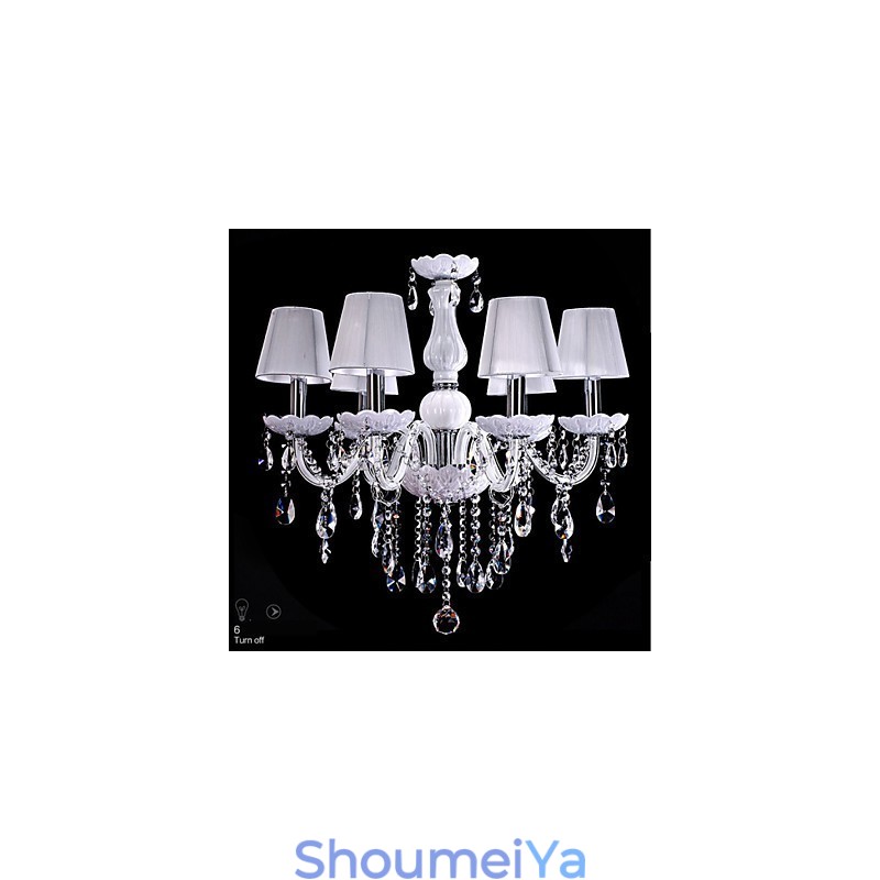 6 ライト高級クリスタルシャンデリア ホワイトカラー K9 クリスタルシャンデリア