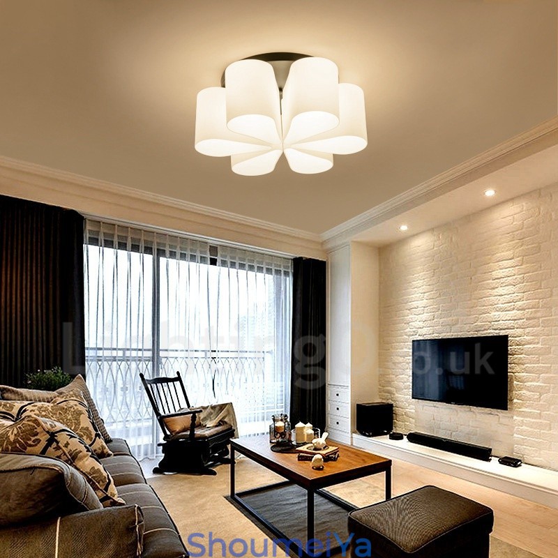 6 ライト Rustic Lodge 一体型フラッシュマウントライト