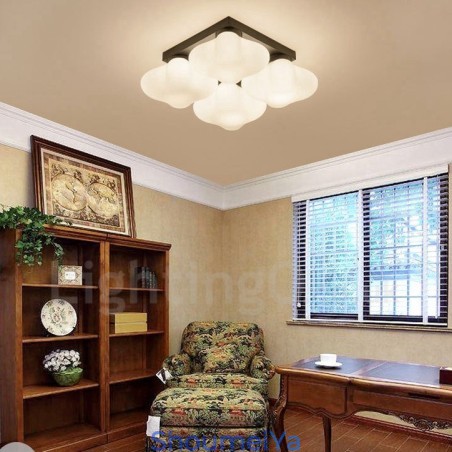 4 ライト Rustic Lodge 一体型フラッシュマウントライト