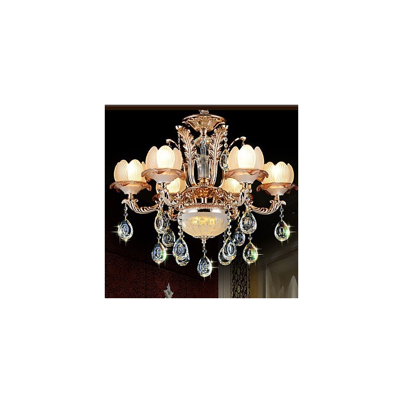 ヨーロッパスタイルのクリスタルペンダントシンプルな合金スタイルのレトロな照明