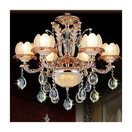 ヨーロッパスタイルのクリスタルペンダントシンプルな合金スタイルのレトロな照明