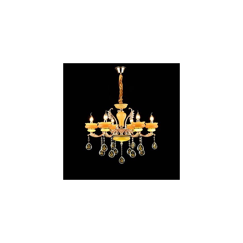 伝統的なクラシックな亜鉛合金の特徴を持つクリスタルミニスタイルのメタル6電球シャンデリア