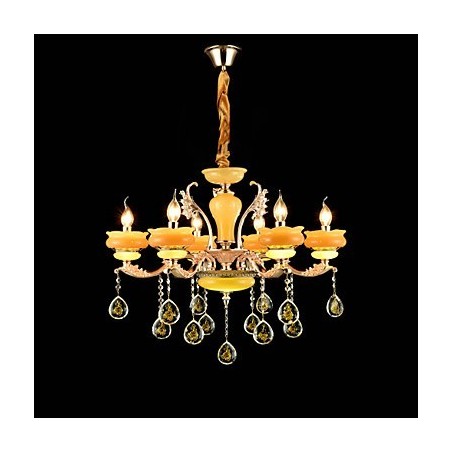 伝統的なクラシックな亜鉛合金の特徴を持つクリスタルミニスタイルのメタル6電球シャンデリア