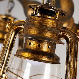 素朴なロッジ ヴィンテージ レトロ カントリー グローブ ペインティング ミニスタイル デザイナー メタル シャンデリア