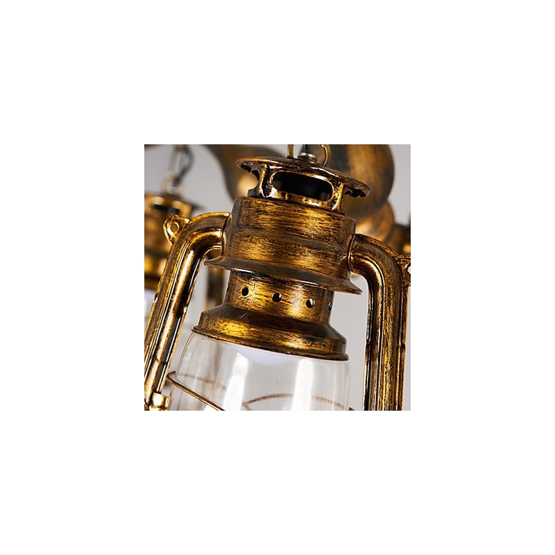 素朴なロッジ ヴィンテージ レトロ カントリー グローブ ペインティング ミニスタイル デザイナー メタル シャンデリア