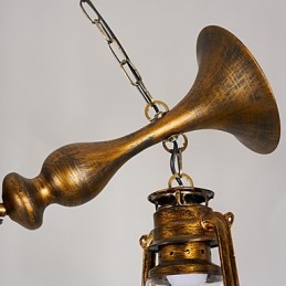 素朴なロッジ ヴィンテージ レトロ カントリー グローブ ペインティング ミニスタイル デザイナー メタル シャンデリア