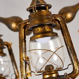 素朴なロッジ ヴィンテージ レトロ カントリー グローブ ペインティング ミニスタイル デザイナー メタル シャンデリア