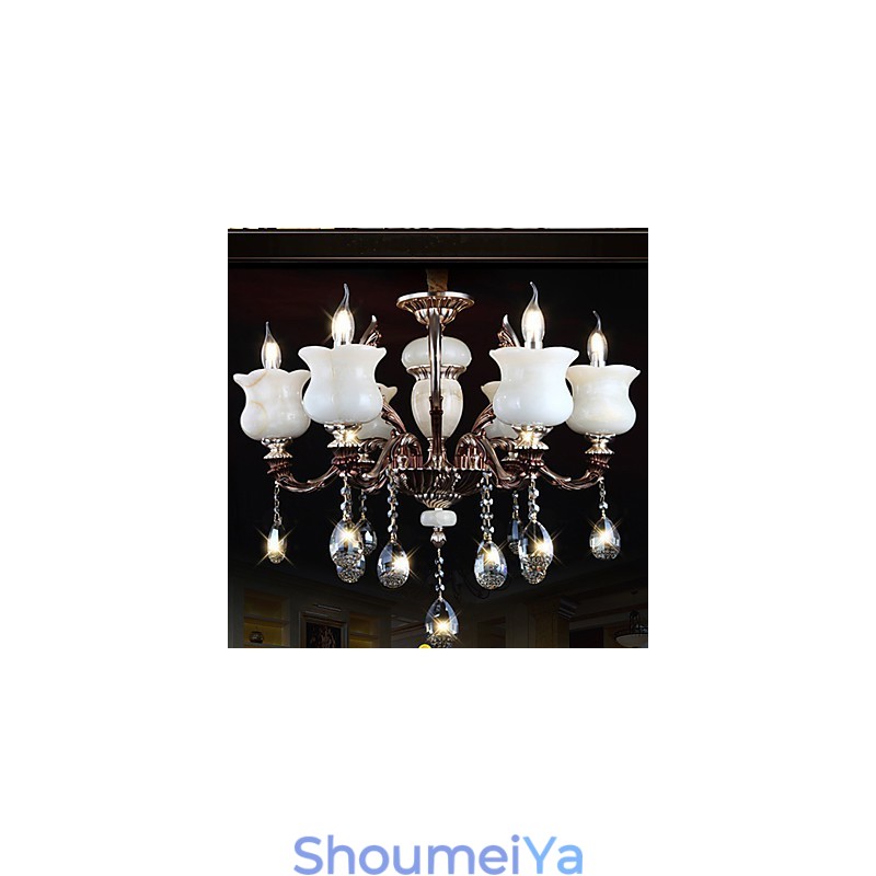 翡翠亜鉛合金ペンダントランプ 6 ライト シャンデリア