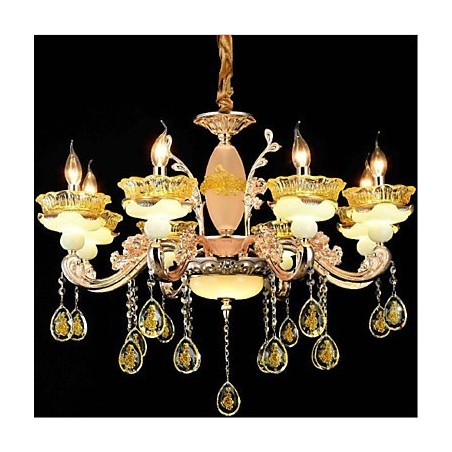 伝統的でクラシックな電気メッキ機能を備えたクリスタルミニスタイルメタル8電球シャンデリア