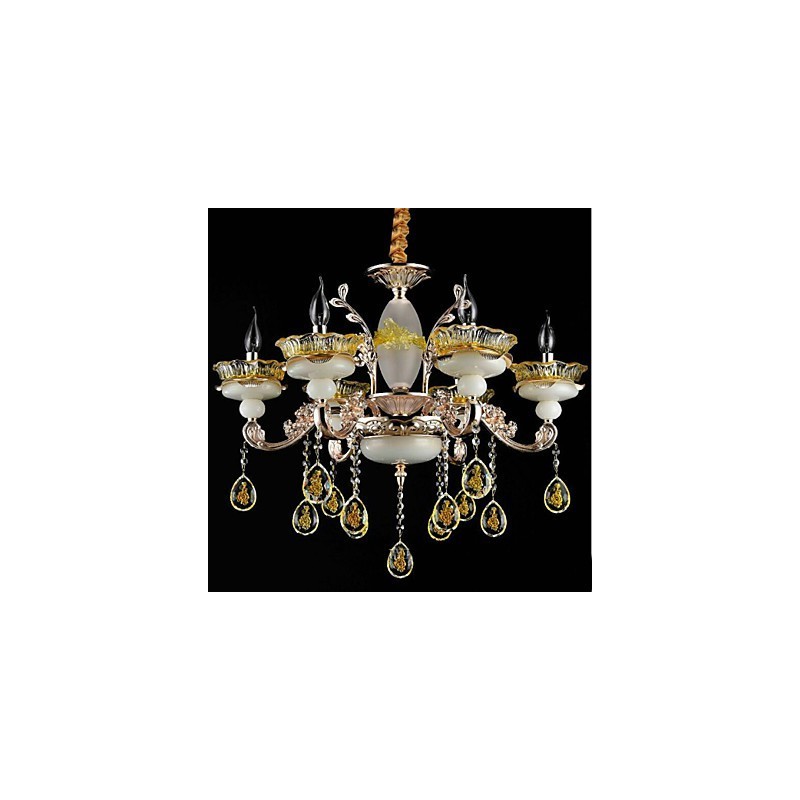 伝統的でクラシックな電気メッキ機能を備えたクリスタルミニスタイルメタル8電球シャンデリア