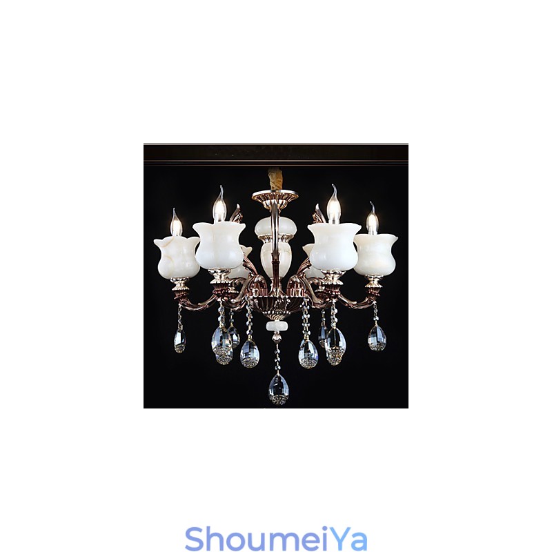 翡翠亜鉛合金ペンダントランプ 6 ライト シャンデリア