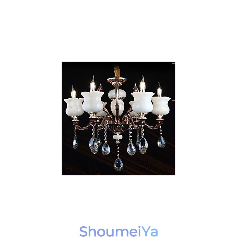 翡翠亜鉛合金ペンダントランプ 6 ライト シャンデリア