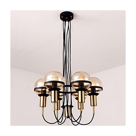 ガラスシェード付き 6 ライト パーソナライズ シャンデリア